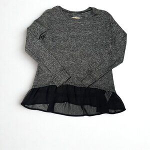 Hollister Small Light Sweater Black and Grey Chiffon Pleated Hem